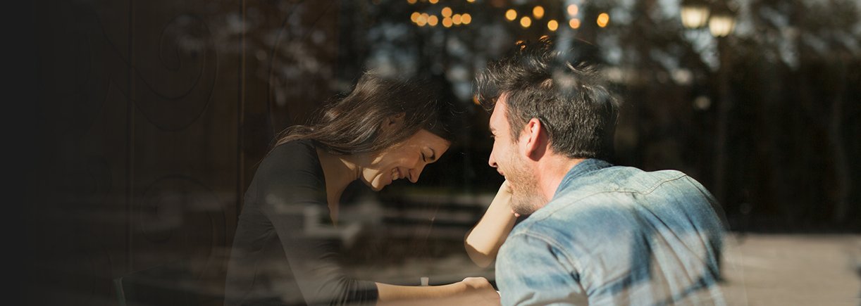 Couple Smiling on a Coffee shop